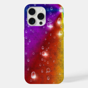 Coque iPhone 15 Pro Max Arc-en-ciel en cuir d'éléphant optique, gouttes de
