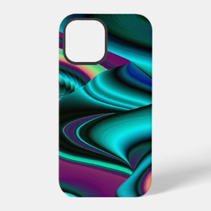 Coque iPhone 12 Pro Arc-en-ciel métallique Abstrait futuriste