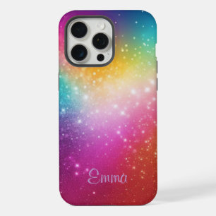 Coque iPhone 15 Pro Max Arc-en-ciel personnalisé scintillant