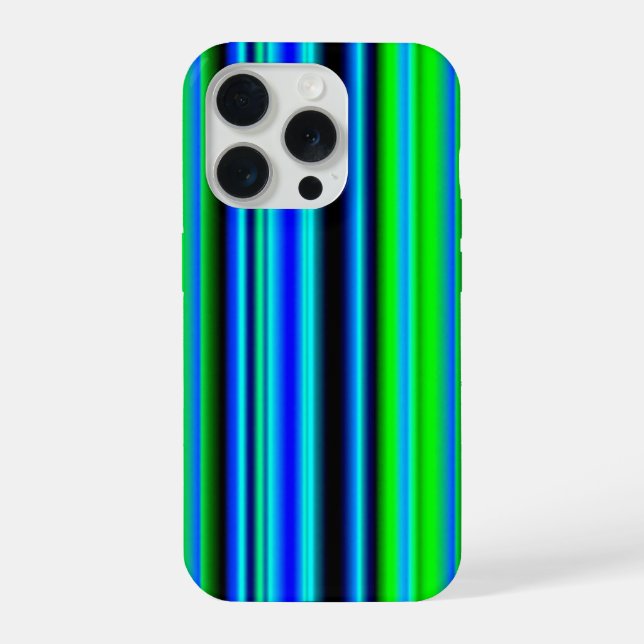 Coque iPhone Arc-en-ciel rayures bleu vert (Verso)