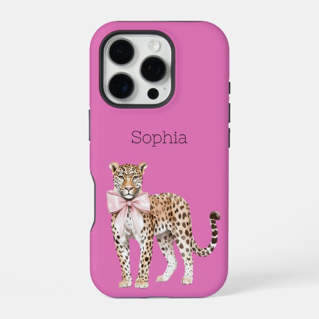 Coque iPhone Arc Rose Léopard   (Verso)