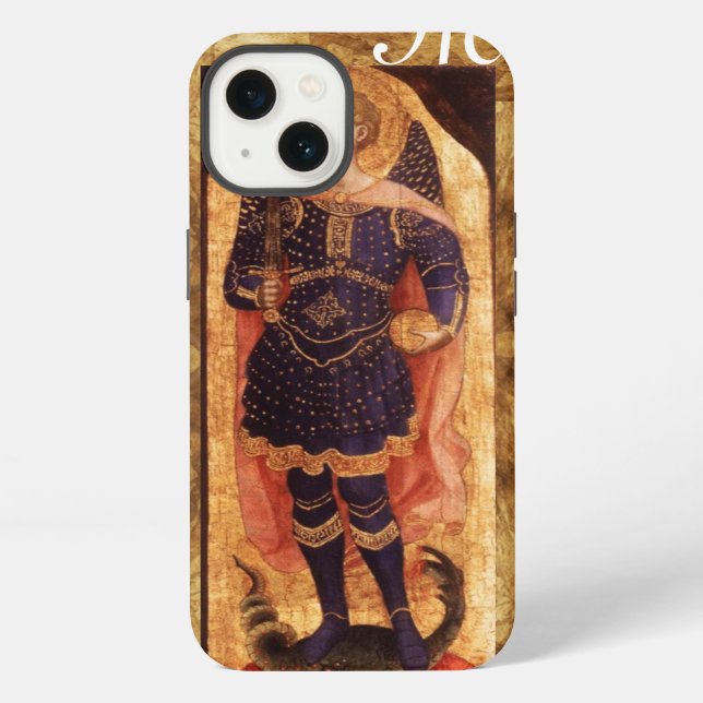 Coque iPhone Archange saint michel avec monogramme de dragon (Verso)