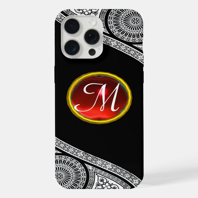 Coque iPhone ARCHITECTE DE LA RENAISSANCE Monogramme de gemme n (Verso)
