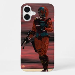 Coque iPhone 16 Plus ARES CYBORG, COUCHER DE SOLEIL ROUGE Science-ficti