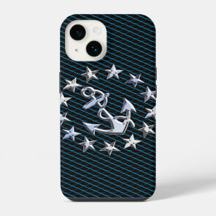 Coque Pour iPhone 14 Argent Chrome Yacht drapeau sur le style de Grille