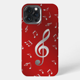 Etui iPhone 13 Pro Max argent en notes de musique rouges otter box OtterB