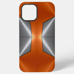 Coque iPhone 12 Pro Max Argent Orange brillant acier inoxydable métal