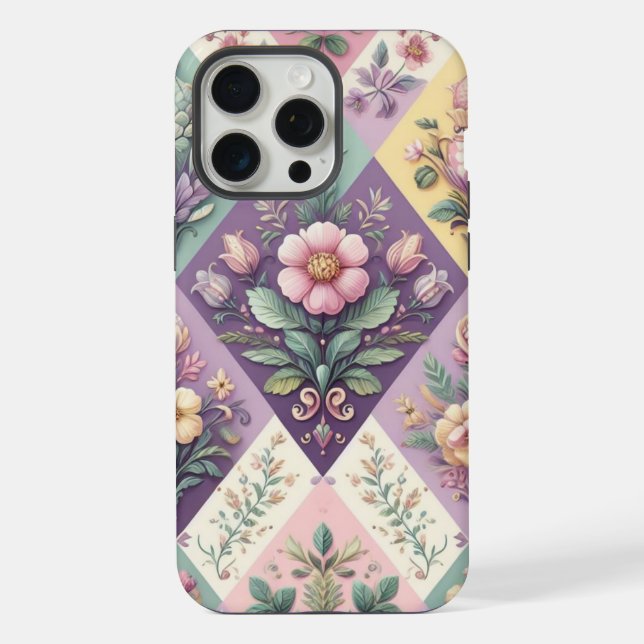 Coque iPhone Argyle pastel coloré Pâques/Printemps (Verso)