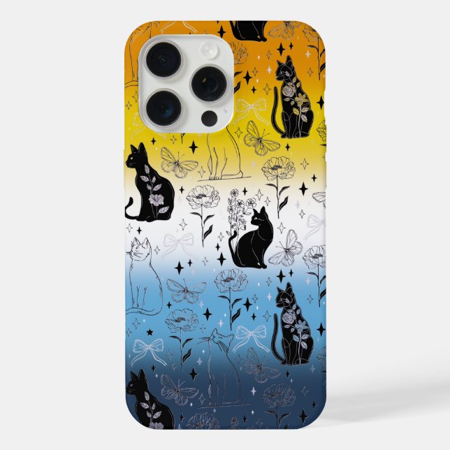Coque iPhone AroAce Agender Pride Chat noir - Mystical Witchy (Verso)