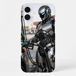 Coque iPhone 16 Plus Arrêt de carburant futuriste