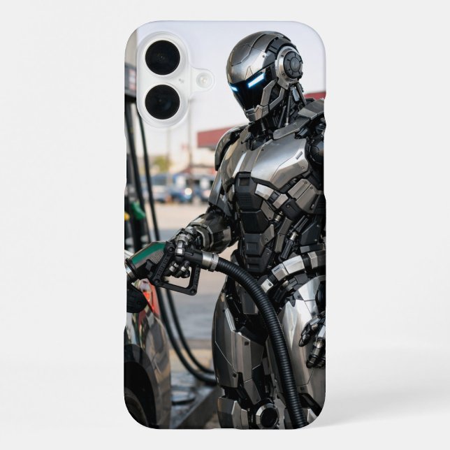 Coque iPhone Arrêt de carburant futuriste  ("When machines take the wheel, even refueling becomes a glimpse into tomorrow.")