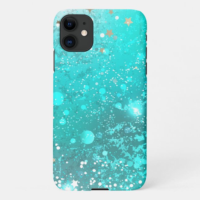 Coque iPhone Arrière - plan à huile Turquoise de la menthe (Dos)