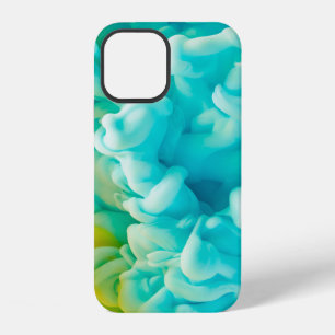 Coque iPhone 12 Arrière-plan abstrait de peinture jaune et bleu