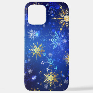 Coque iPhone 12 Pro Max Arrière - plan Bleu XMAS avec des flocons de neige