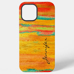 Coque iPhone 12 Pro Max Arrière - plan coloré moderne de grain de bois