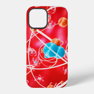 Coque iPhone 12 arrière - plan d'atome Abstrait, modèle de chimie 