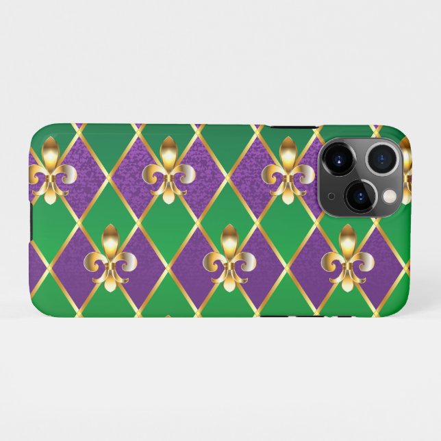 Coque iPhone Arrière - plan de bijoux Mardi Gras (Dos Horizontal)