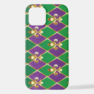 Coque iPhone 12 Arrière - plan de bijoux Mardi Gras