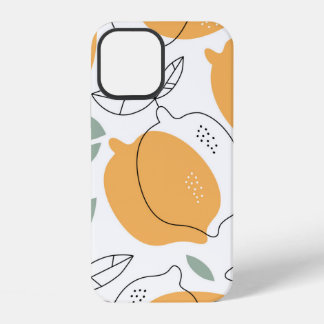 Coque iPhone 12 Arrière - plan de citrons dessiné à la main. Motif