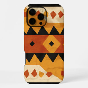 Coque iPhone 16 Pro Max Arrière - plan de design africain en marron et noi