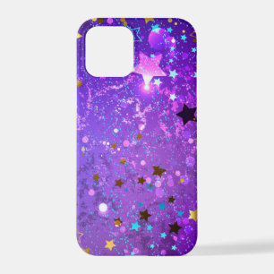 Coque iPhone 12 Pro Arrière - plan de feuille violet avec étoiles