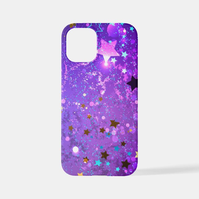 Coque iPhone Arrière - plan de feuille violet avec étoiles (Verso)