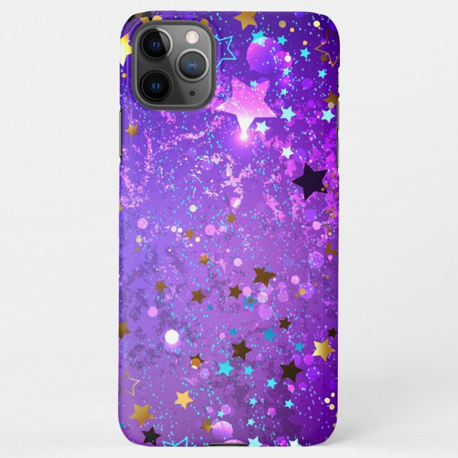 Coque iPhone Arrière - plan de feuille violet avec étoiles (Dos)