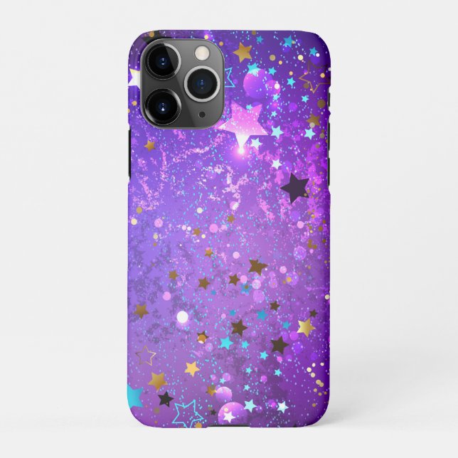 Coque iPhone Arrière - plan de feuille violet avec étoiles (Dos)