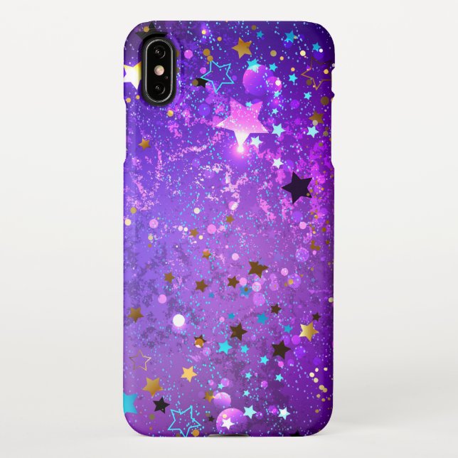 Coque iPhone Arrière - plan de feuille violet avec étoiles (Dos)