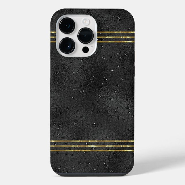 Coque iPhone Arrière - plan de luxe noir monochromatique glam S (Verso)