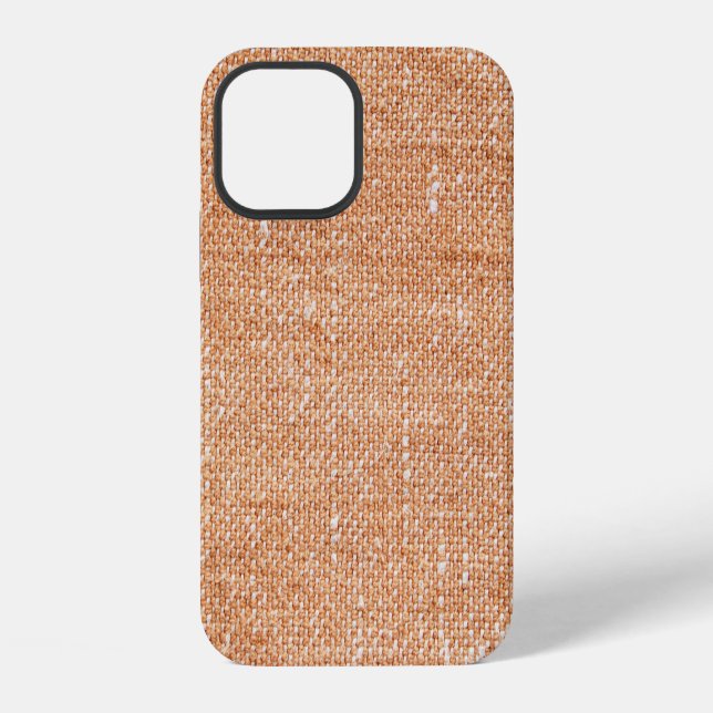Coque iPhone Arrière-plan de texture de toile de lin marron (Verso)