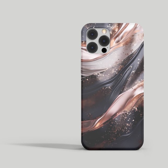 Coque iPhone Arrière - plan d'or noir et Rose Design personnali (Créateur téléchargé)