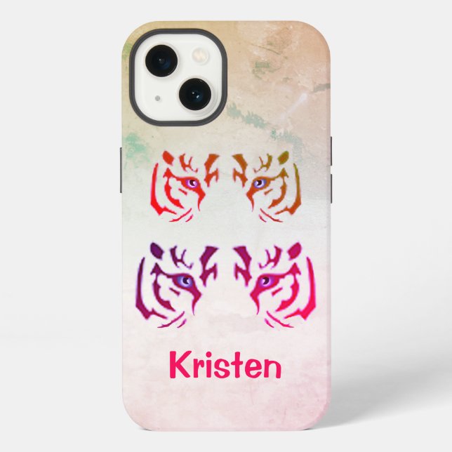 Coque iPhone Arrière - plan en marbre Tiger Face (Verso)