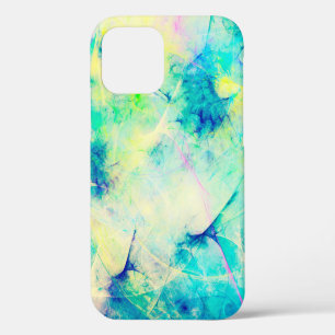 Coque iPhone 12 arrière - plan fractal abstrait bleu 3d rendu3d, u
