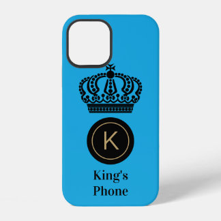 Coque iPhone 12 Arrière - plan King's Phone Blue Personnalisé Mono