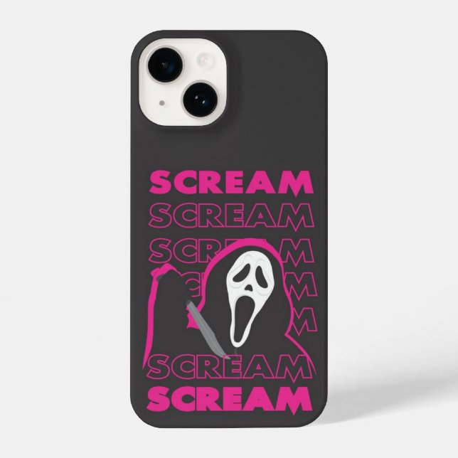Coque iPhone Arrière - plan rose Fantôme Face Halloween Télépho (Verso)