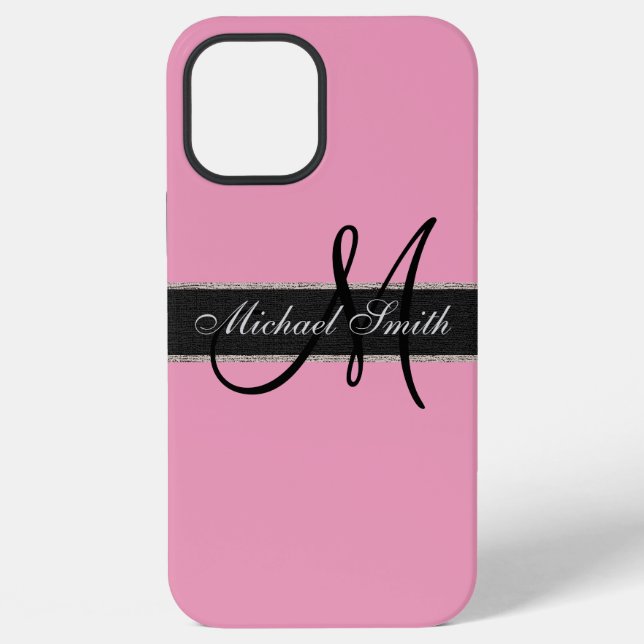 Coque iPhone Arrière - plan rose Monogram Amaranth (Verso)