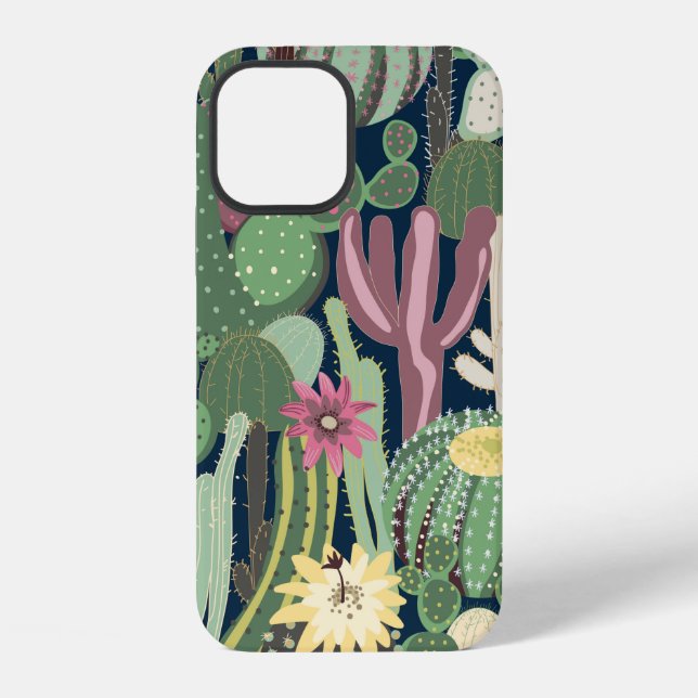 Coque iPhone arrière-plan sans couture avec cactus (Verso)