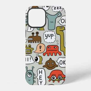 Coque iPhone 12 arrière-plan transparent avec des monstres de dess