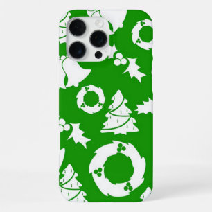 Coque iPhone 16 Pro Max Arrière - plan vert avec cloches, mélèze et arbre