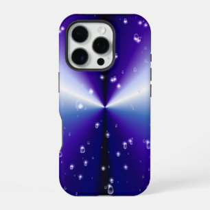 Coque iPhone 16 Pro Arrosage avec étoiles sur bleu violet noir arc-en-