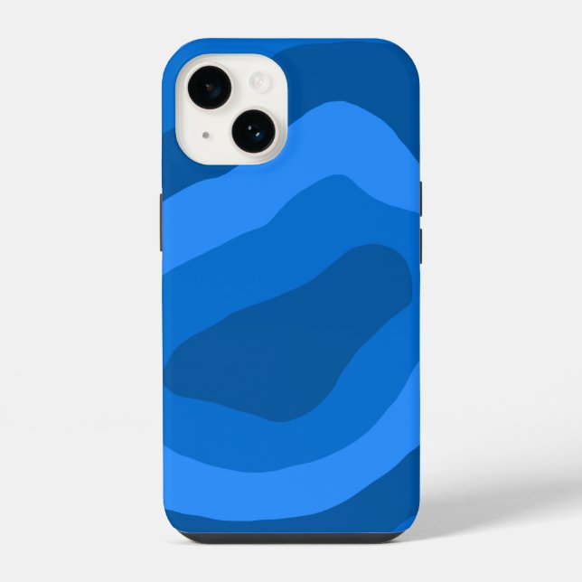 Coque iPhone art abstrait aux nuances de bleu (Verso)