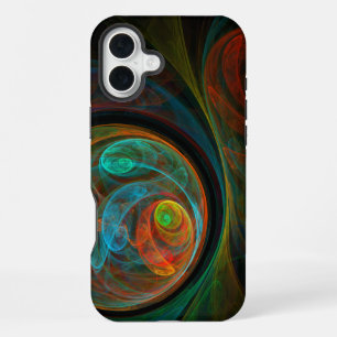 Coque iPhone 16 Plus Art abstrait bleu de la renaissance