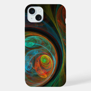 Coque iPhone 15 Plus Art abstrait bleu de renaissance