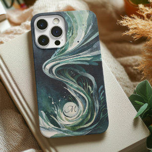 Etui iPhone 13 Art abstrait bleu Tourbillon d'eau Toile aquarelle