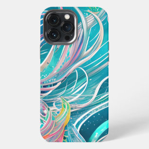 Etui iPhone 13 Pro Max Art abstrait de plage corail bleu