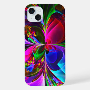 Coque iPhone 15 Plus Art abstrait floral moderne motif rouge bleu #12