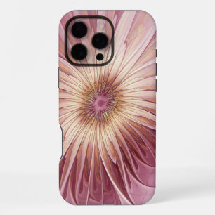 Coque iPhone 16 Pro Max Art Abstrait Fractal Fleur & Tons de Bourgogne
