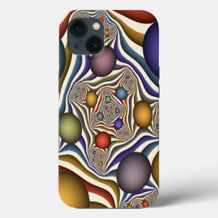 Etui iPhone 13 Art abstrait fractal moderne coloré en vol