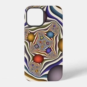 Coque iPhone 12 Art abstrait fractal moderne coloré volant